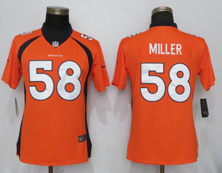 Women Denver Broncos #58 Miller Orange Nike Vapor Untouchable Limited NFL Jerseys->women nfl jersey->Women Jersey